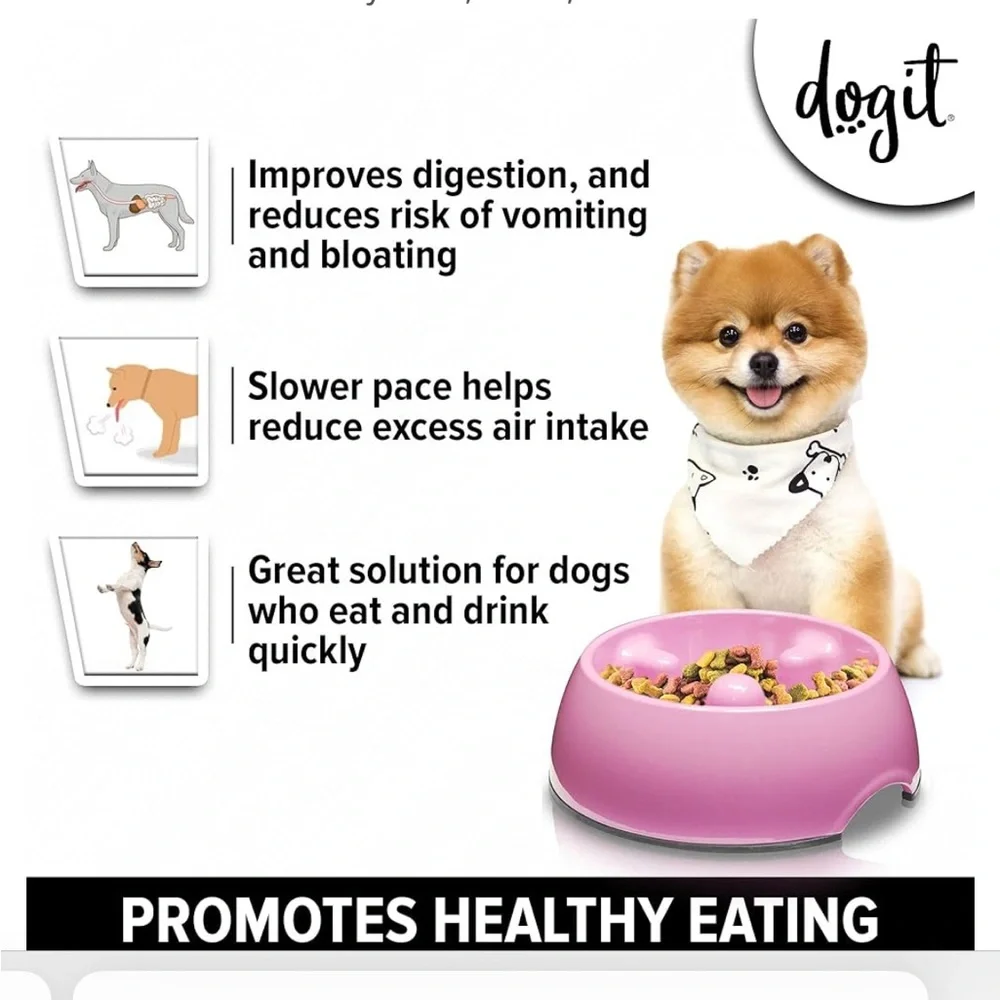2- Pink Go Slow Anti Gulping Dog /Cat Feeding Bowls